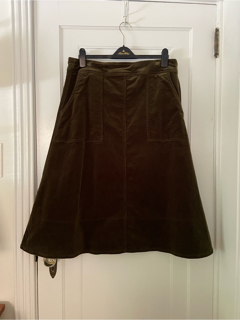 Contemporaine by Simons ribbed velvet midi skirt in moss, size 14